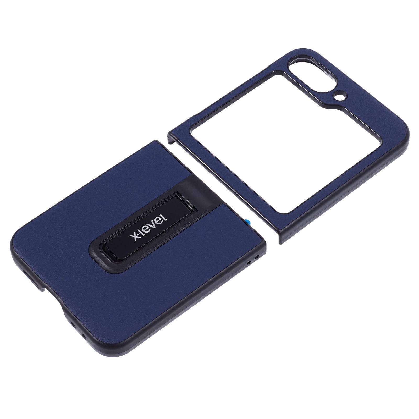 X-LEVEL For Samsung Galaxy Z Flip6 5G Magnetic Kickstand Folding Phone Case PU Leather Coated PC Cover - Dark Blue X-LEVEL For Samsung Galaxy Z Flip6 5G Magnetic Kickstand Folding Phone Case PU Leather Coated PC Cover - Dark Blue